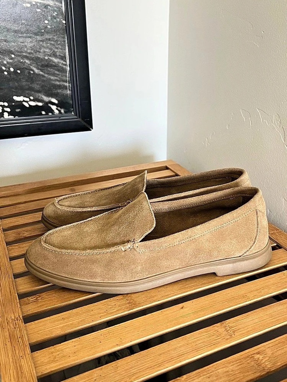 Zara Suede Moccasin Loafers in Brown EU 39, US8